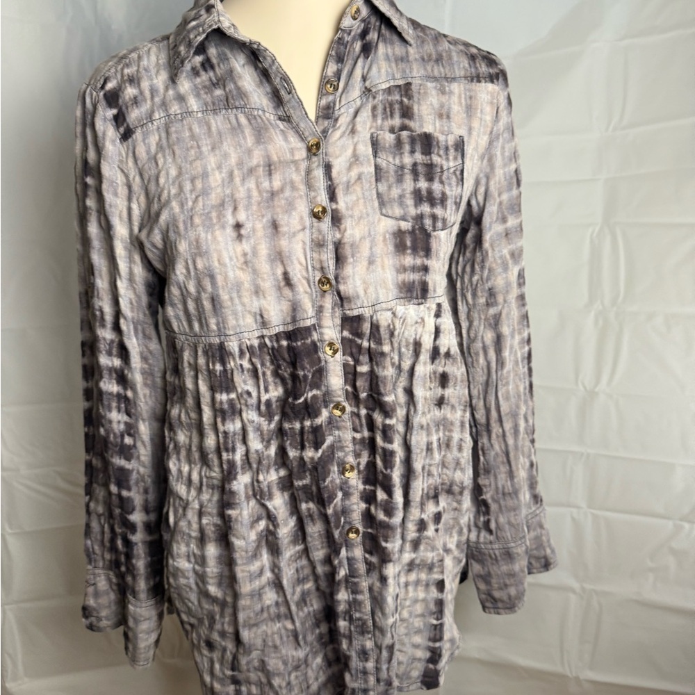 Ya Los Angeles Black and Gray Long Sleeve Button Down Shirt Medium - Picture 3 of 7